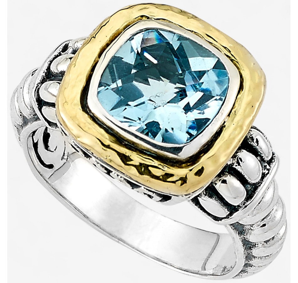 Image 236235_BTP.jpg, Product 236-235 / Price $199.99, Samuel B. Collection Sterling Silver/18K Yellow Gold Cushion Gemstone and Hammered Design Ring from Samuel B. Collection on TSC.ca's Jewellery department