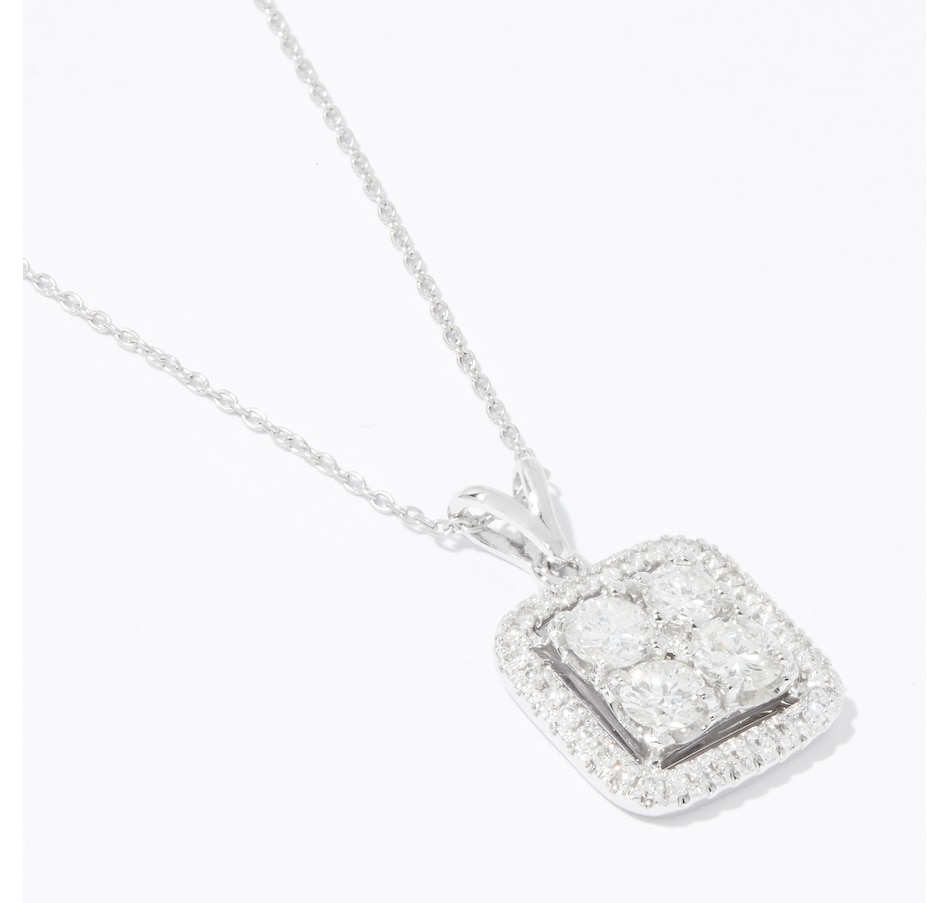 Image 236249.jpg, Product 236-249 / Price $1,699.88, 14K White Gold 1.34 ctw Diamond Cushion Pendant with Chain from Diamond Show on TSC.ca's Jewellery department