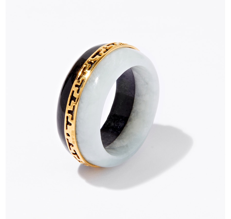 Image 236304.jpg, Product 236-304 / Price $179.99, Roz Kwan Sterling Silver Natural Green & Black Jade Ring from Roz Kwan Jewellery Collection on TSC.ca's Jewellery department