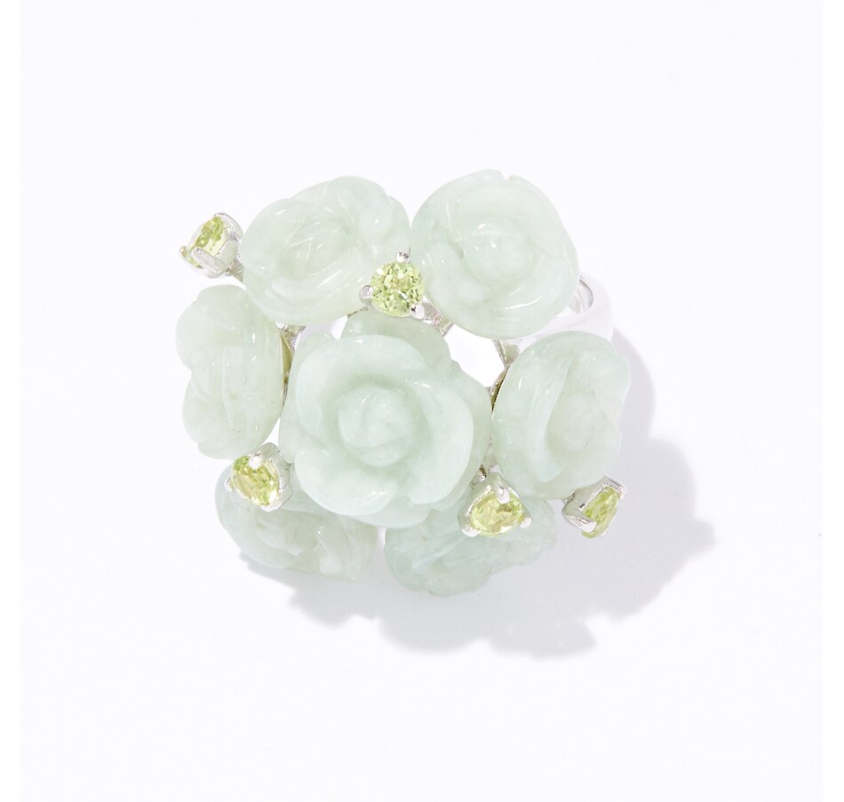 Image 236308_GRN.jpg, Product 236-308 / Price $99.88, Roz Kwan Sterling Silver Carved Jade Flower Ring from Roz Kwan Jewellery Collection on TSC.ca's Jewellery department