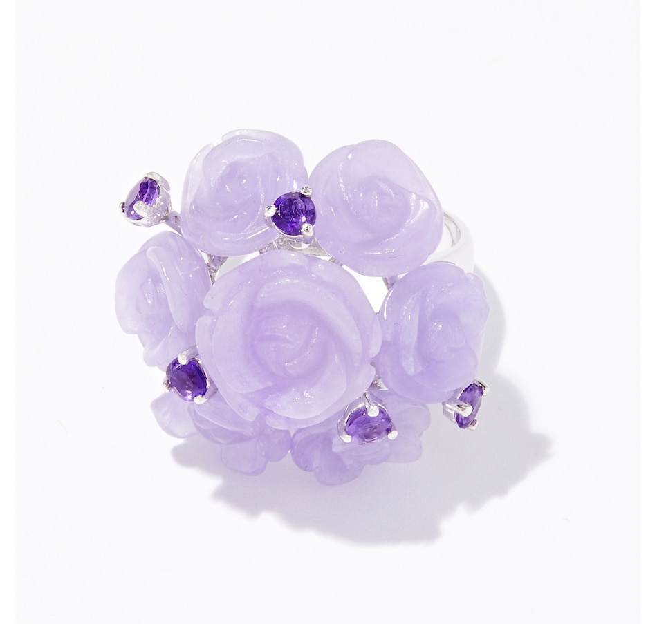 Image 236308_LAV.jpg, Product 236-308 / Price $99.88, Roz Kwan Sterling Silver Carved Jade Flower Ring from Roz Kwan Jewellery Collection on TSC.ca's Jewellery department
