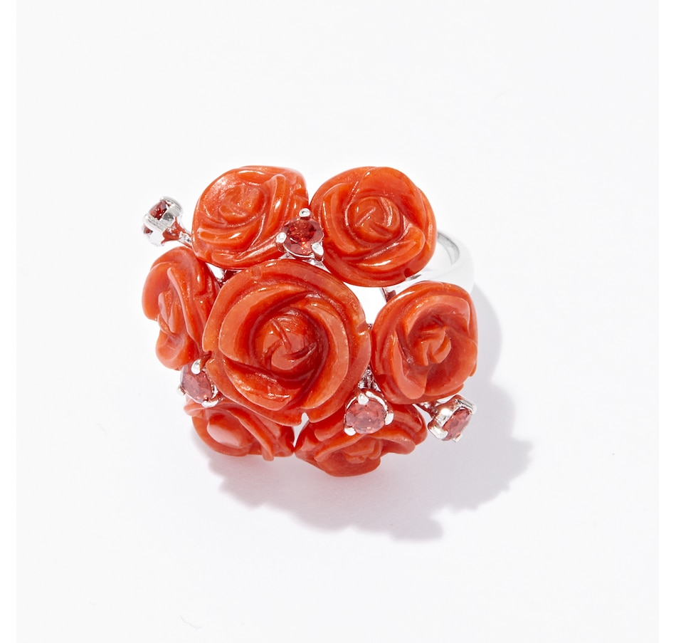 Image 236308_RED.jpg, Product 236-308 / Price $99.88, Roz Kwan Sterling Silver Carved Jade Flower Ring from Roz Kwan Jewellery Collection on TSC.ca's Jewellery department
