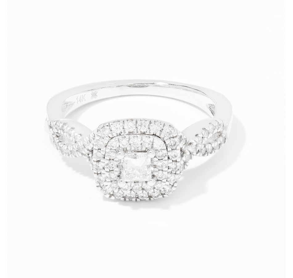 Image 236339.jpg, Product 236-339 / Price $1,199.99, 14K White Gold 0.60 ctw Diamond Cushion Halo Ring from The Vault on TSC.ca's Jewellery department