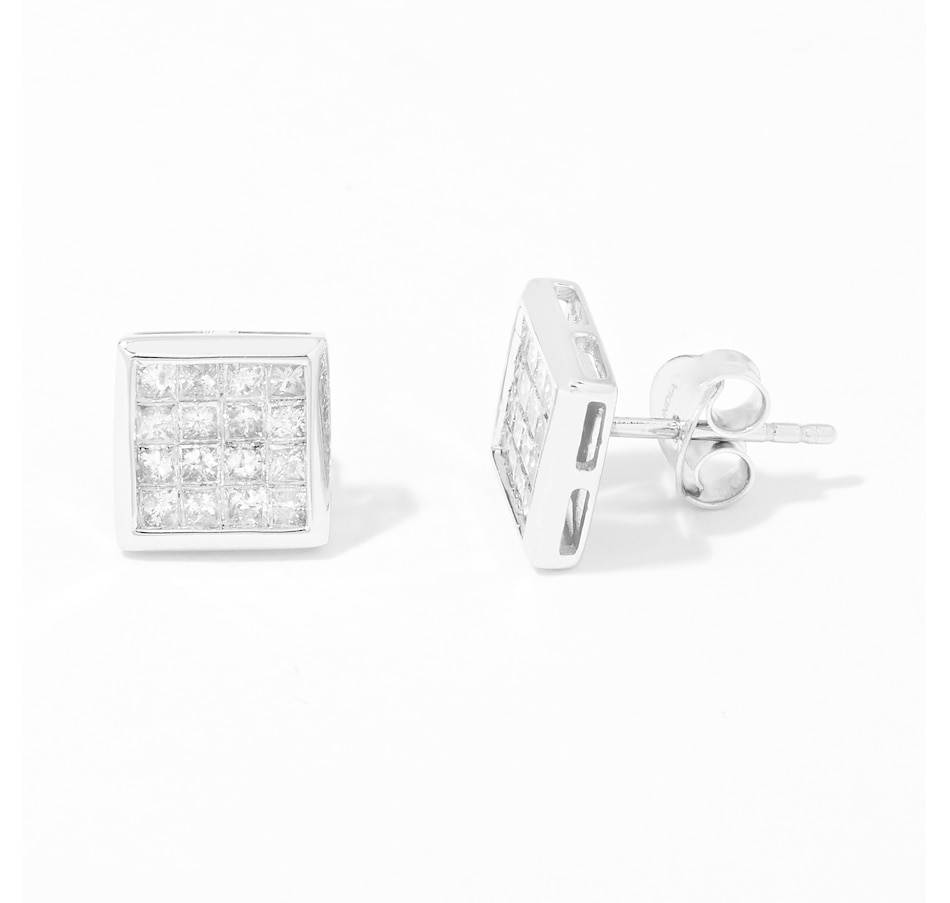 Jewellery Earrings 14K White Gold 1.00 ctw Princess Cut Diamond Earrings Online Shopping Jewellery Earrings 14K White Gold 1.00 ctw Princess Cut Diamond Earrings Online Shopping