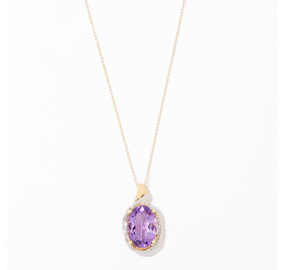 Image 236354.jpg, Product 236-354 / Price $569.99, 14K Yellow Gold 4.25 ctw Amethyst and Diamond Pendant with Chain from The Vault on TSC.ca's Jewellery department