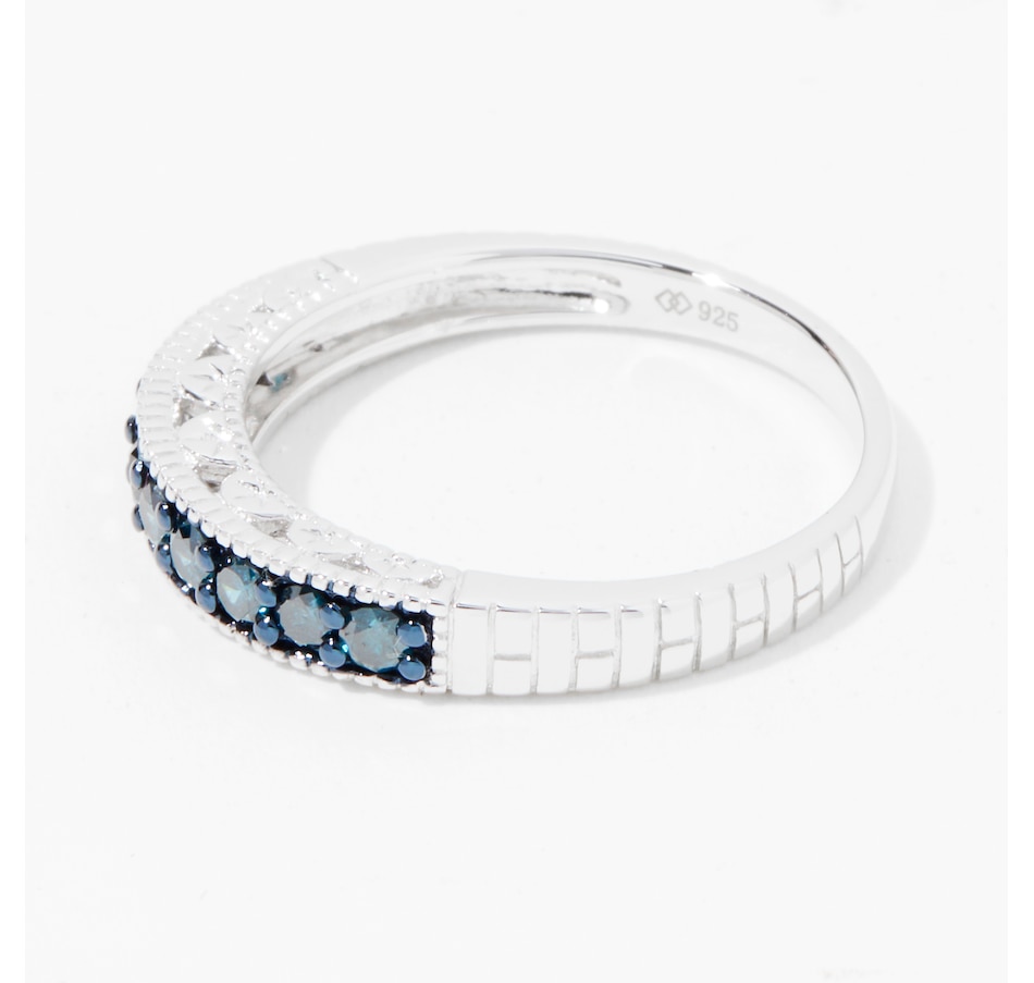 Jewellery Rings Bands Colours Of Diamonds Sterling Silver 050ctw Blue Diamond Band Ring 