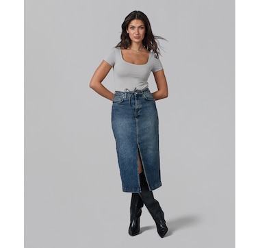 Lola Denim Halton Denim Maxi Skirt