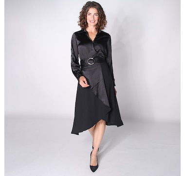 Jhoan Sebastian Grey Satin Shirt Dress with Button Sleeve