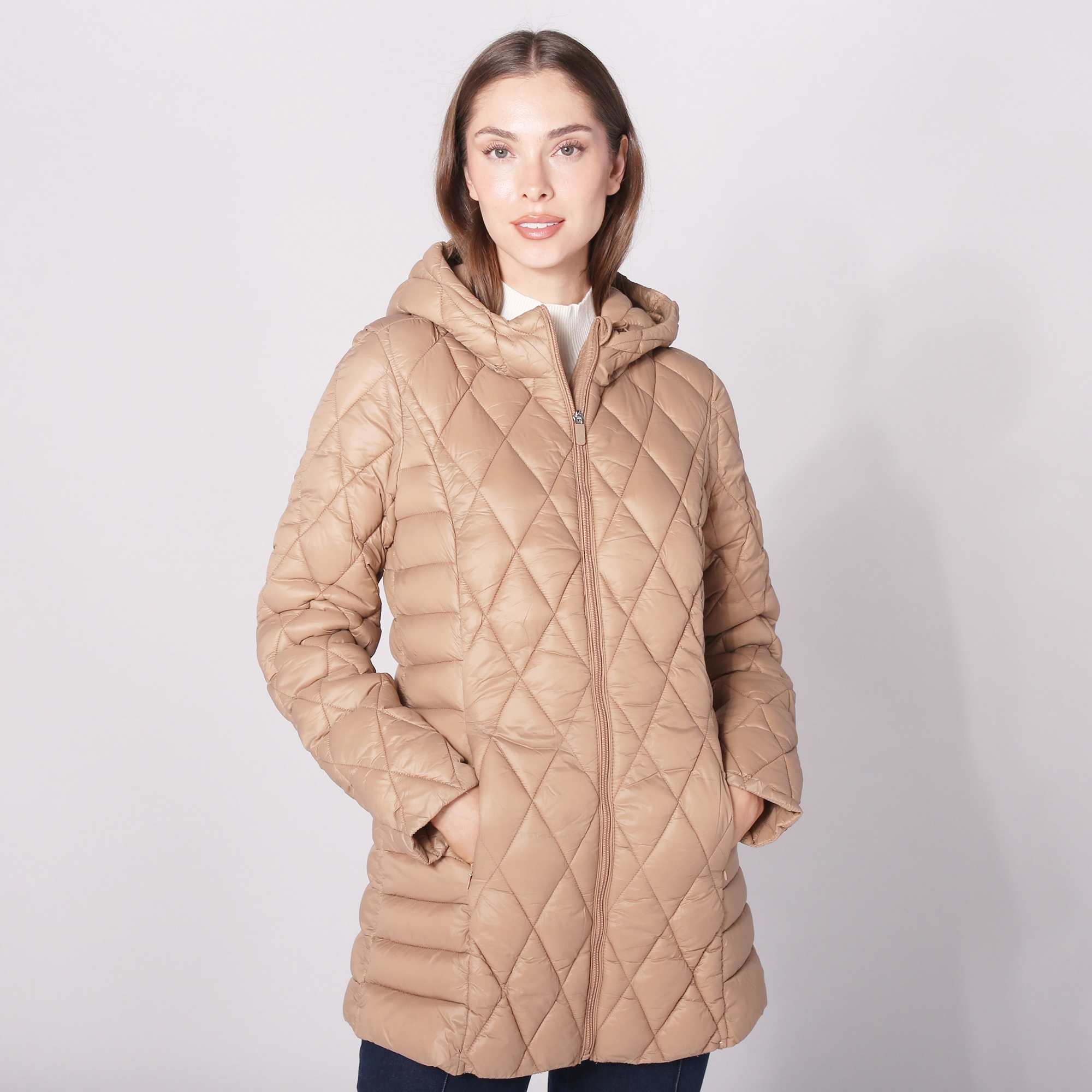 Point Zero Chic Long Jacket with Diamond Quilt - TSC.ca