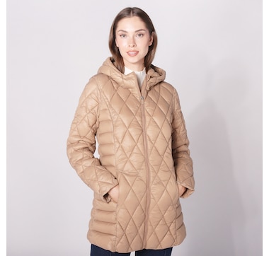 Point Zero Chic Long Jacket with Diamond Quilt