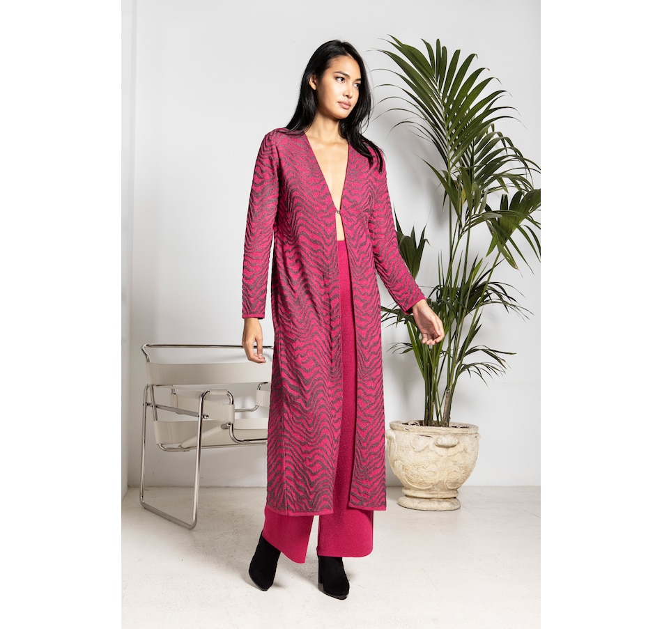 Image 236522_FUS.jpg, Product 236-522 / Price $49.33, Aggel Knitwear Lurex Jacquarded Maxi Cardigan from Aggel on TSC.ca's Fashion department