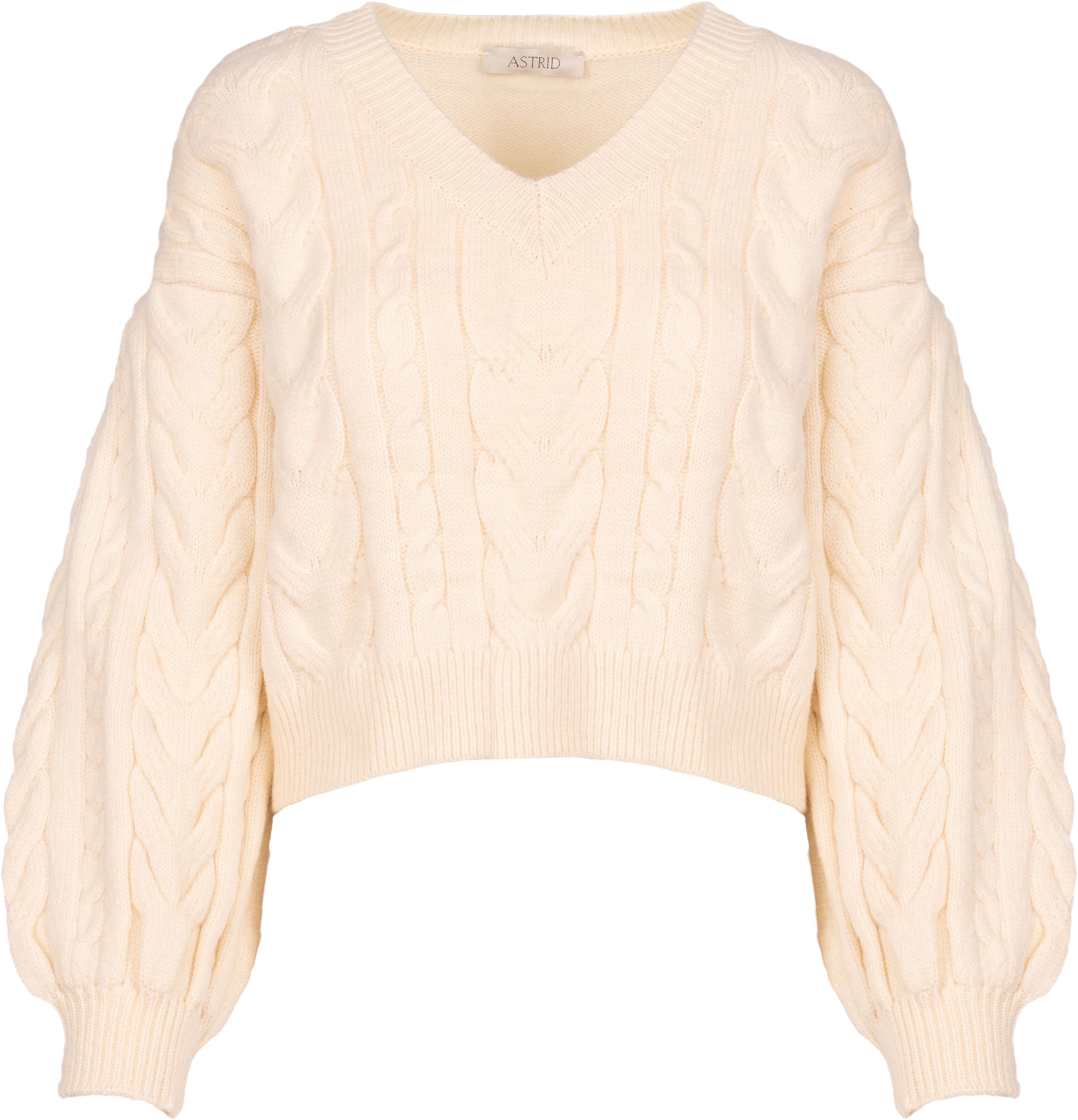 Astrid V-Neck Chunky Cable Knit Sweater