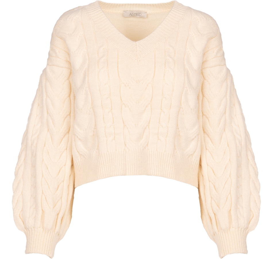 V-Neck Cable-Knit Pullover Sweater