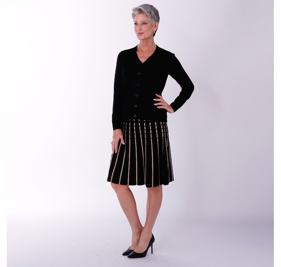 Nina Leonard 2-Piece Jacquard Skirt Set