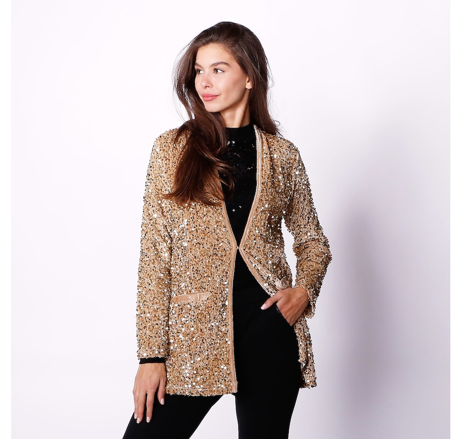 Clothing & Shoes - Jackets & Coats - Blazers - Nina Leonard Sequin Blazer -  Online Shopping for Canadians