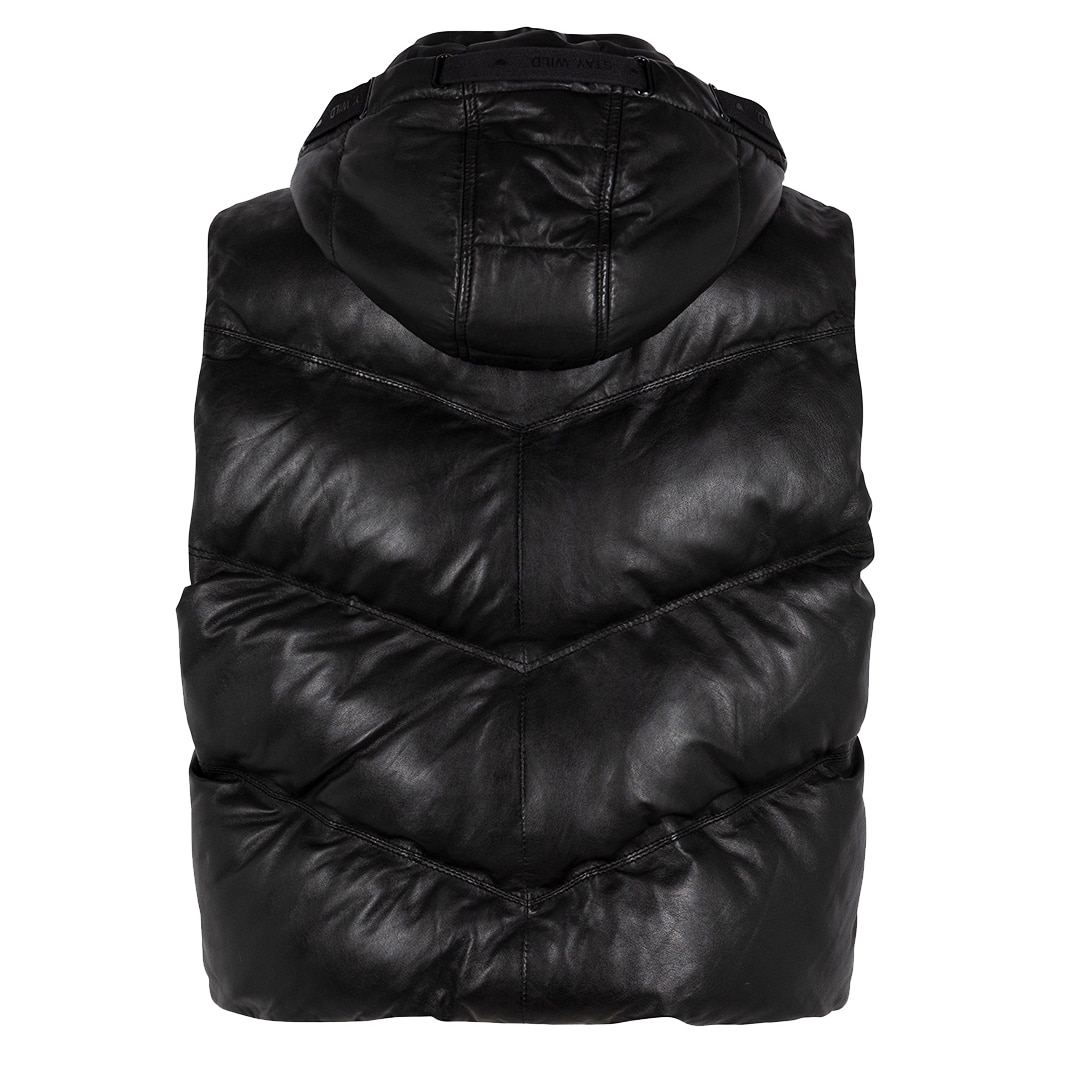 Mauritius Namica Leather Puffer Vest With Hood