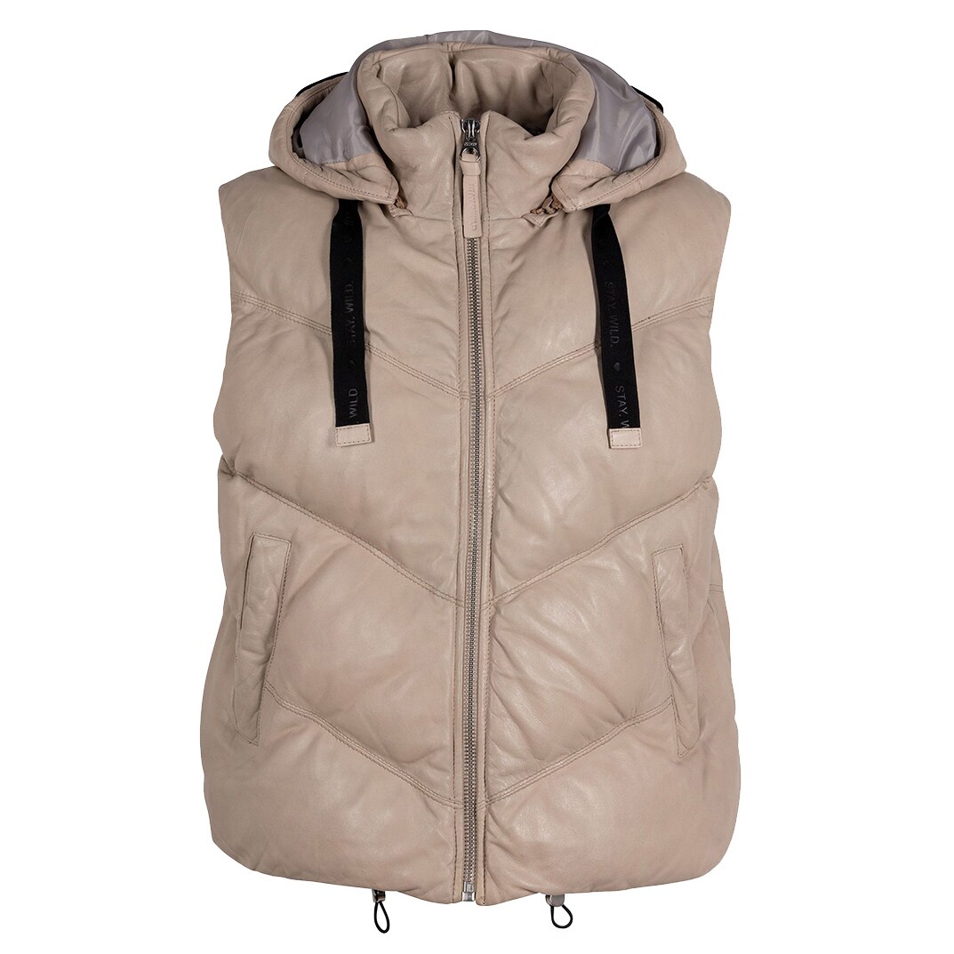 Mauritius Namica Leather Puffer Vest With Hood