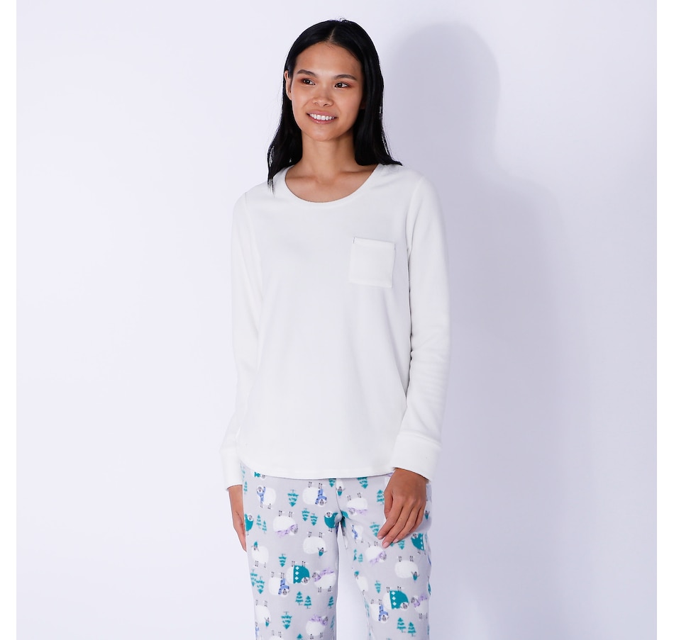 Cuddl Duds Women's 2-pc. Fleece Long-sleeve Printed Pajamas Set In