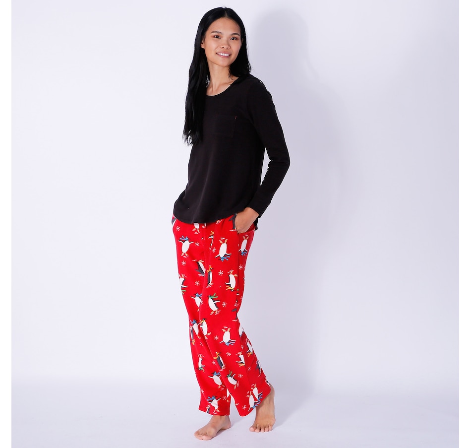 CUDDL DUDS WOMENS Pajama Top 1X Red Fleece Stretch Long Sleeve