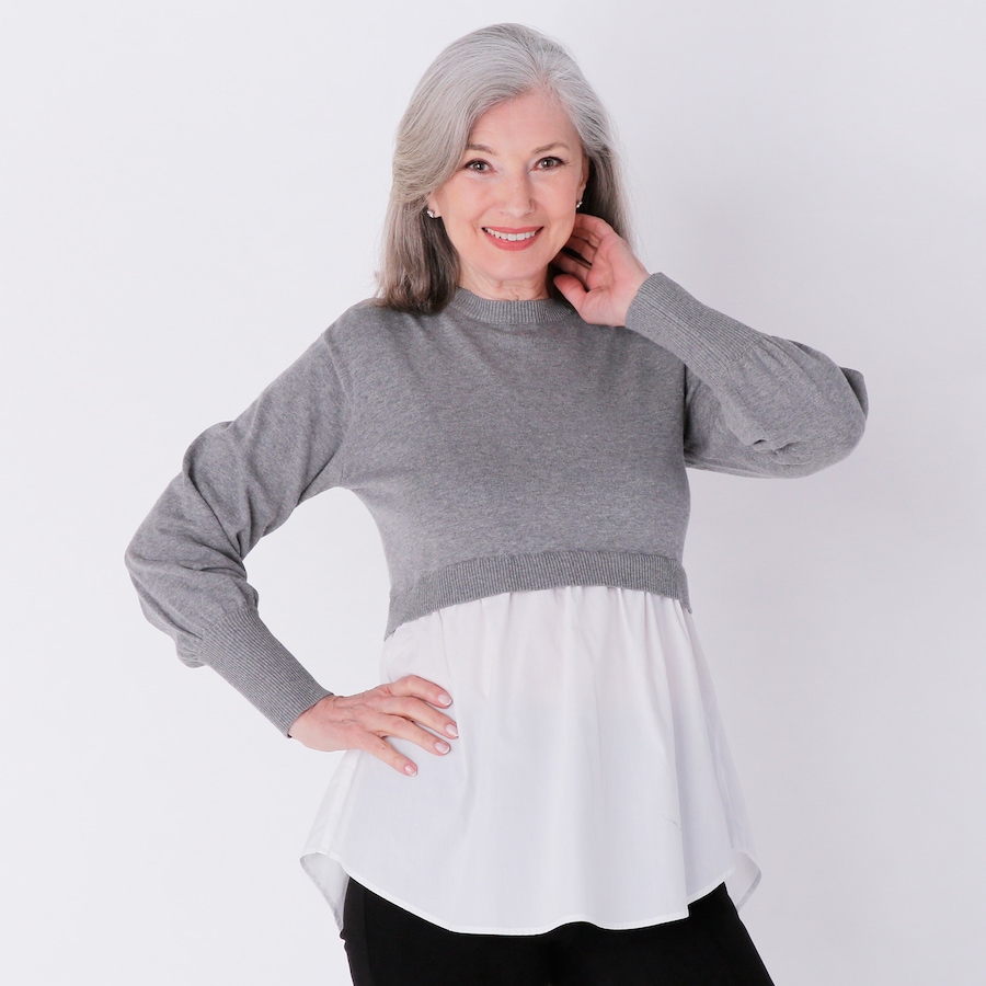 Image 236716_HGY.jpg, Product 236-716 / Price $39.33, Everyday Jones Cable Mixed Media Sweater from Everyday Jones on TSC.ca's Fashion department
