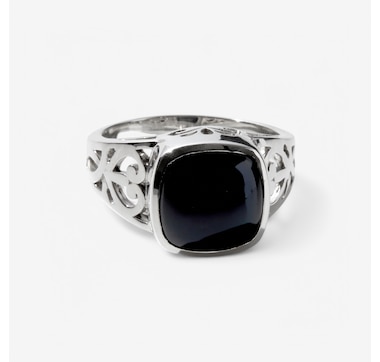Himalayan Gems Sterling Silver Cushion Cut Gemstone Overlay Ring