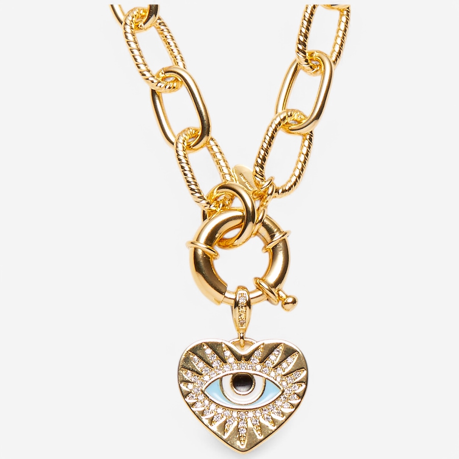 Image 236819.jpg, Product 236-819 / Price $169.99, Bronzoro Yellow Gold Plate Evil Eye Heart Pendant On Oval Link Chain from Bronzoro on TSC.ca's Jewellery department