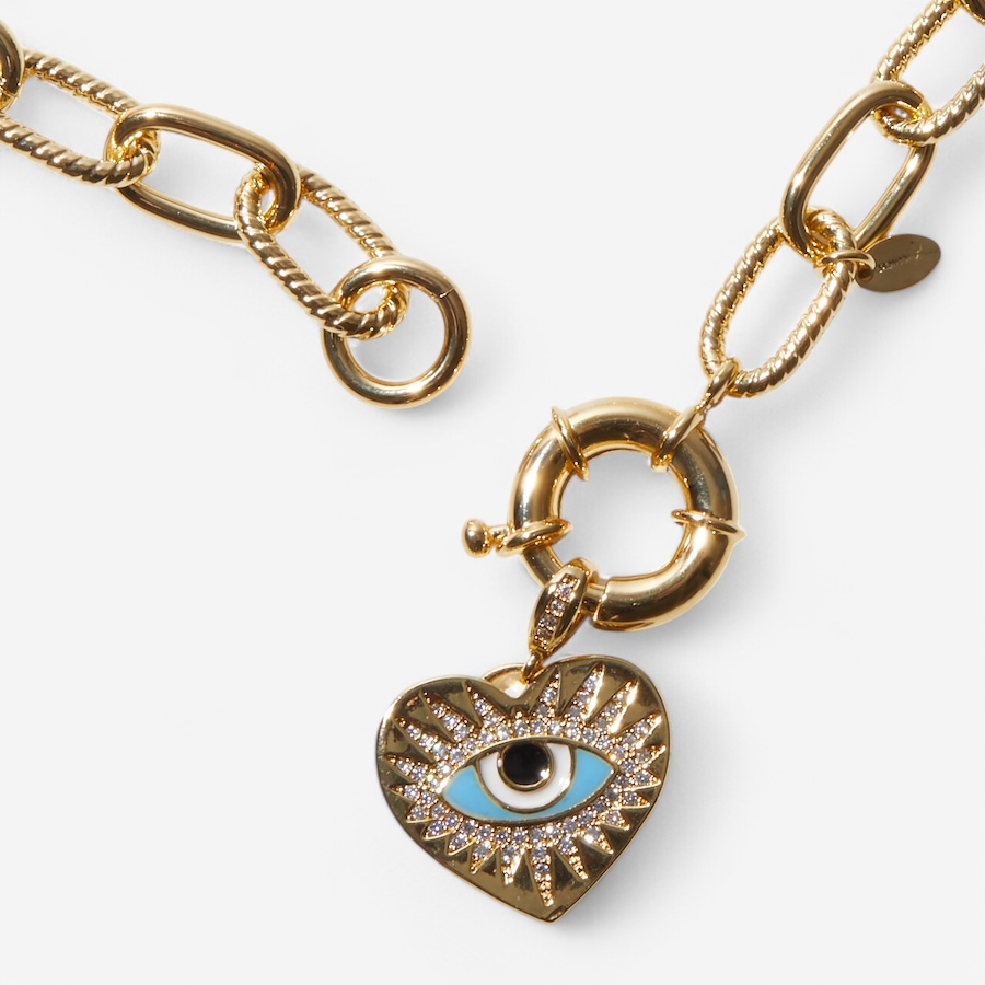 Image 236819_ALTMORE1.jpg, Product 236-819 / Price $169.99, Bronzoro Yellow Gold Plate Evil Eye Heart Pendant On Oval Link Chain from Bronzoro on TSC.ca's Jewellery department