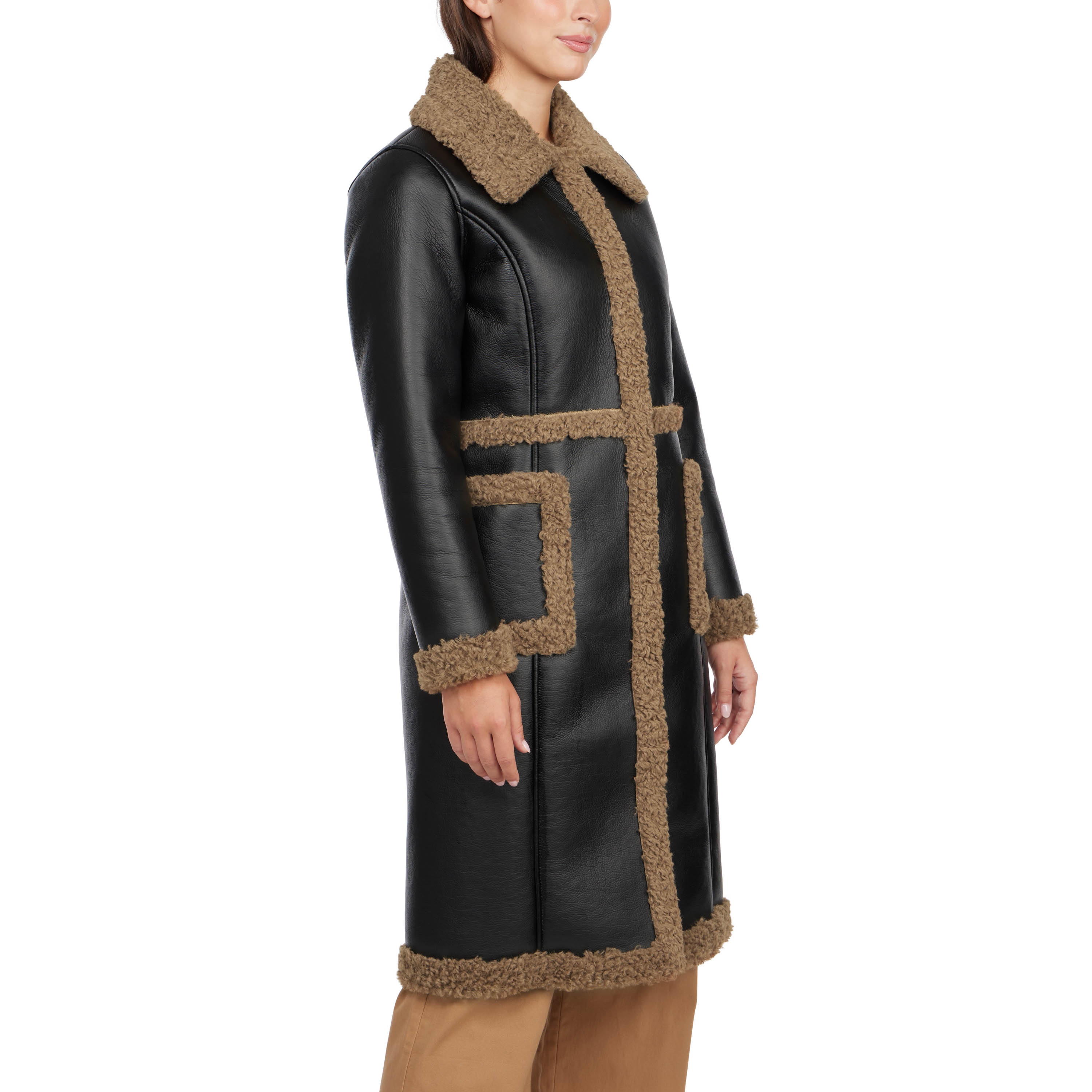 Badgley Mischka Faux Shearling Single Breasted Coat - TSC.ca