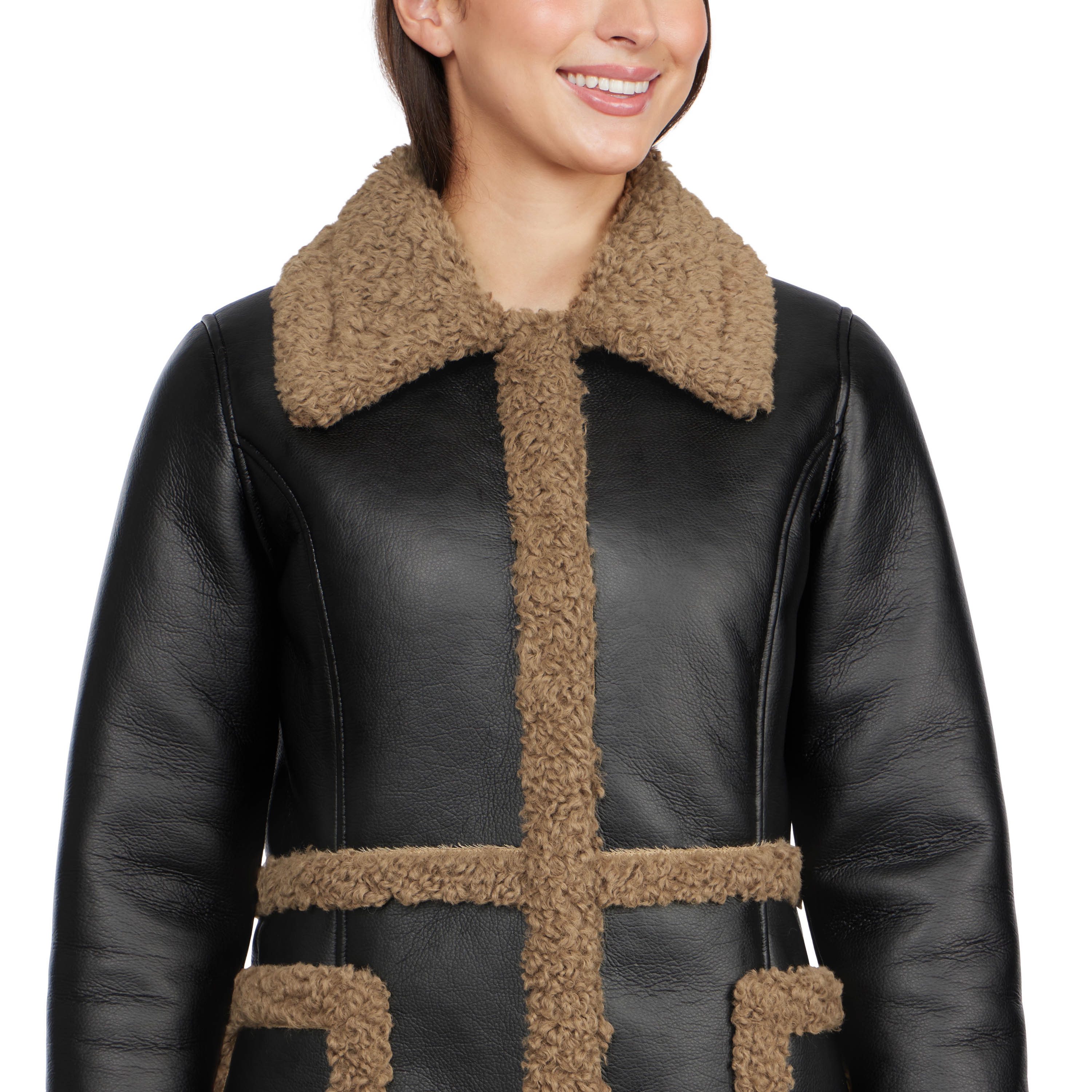 Badgley Mischka Faux Shearling Single Breasted Coat - TSC.ca