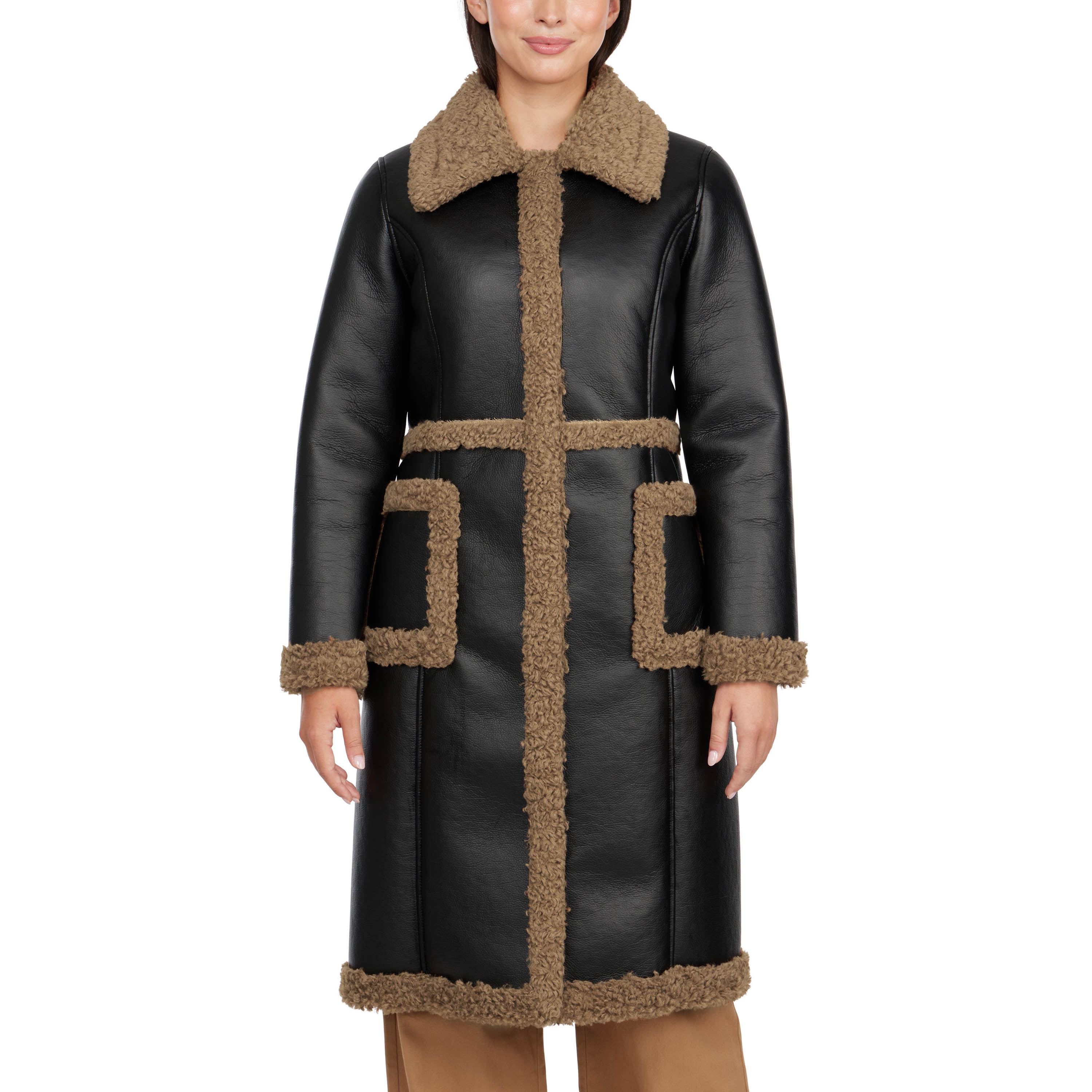 Badgley Mischka Faux Shearling Single Breasted Coat - TSC.ca