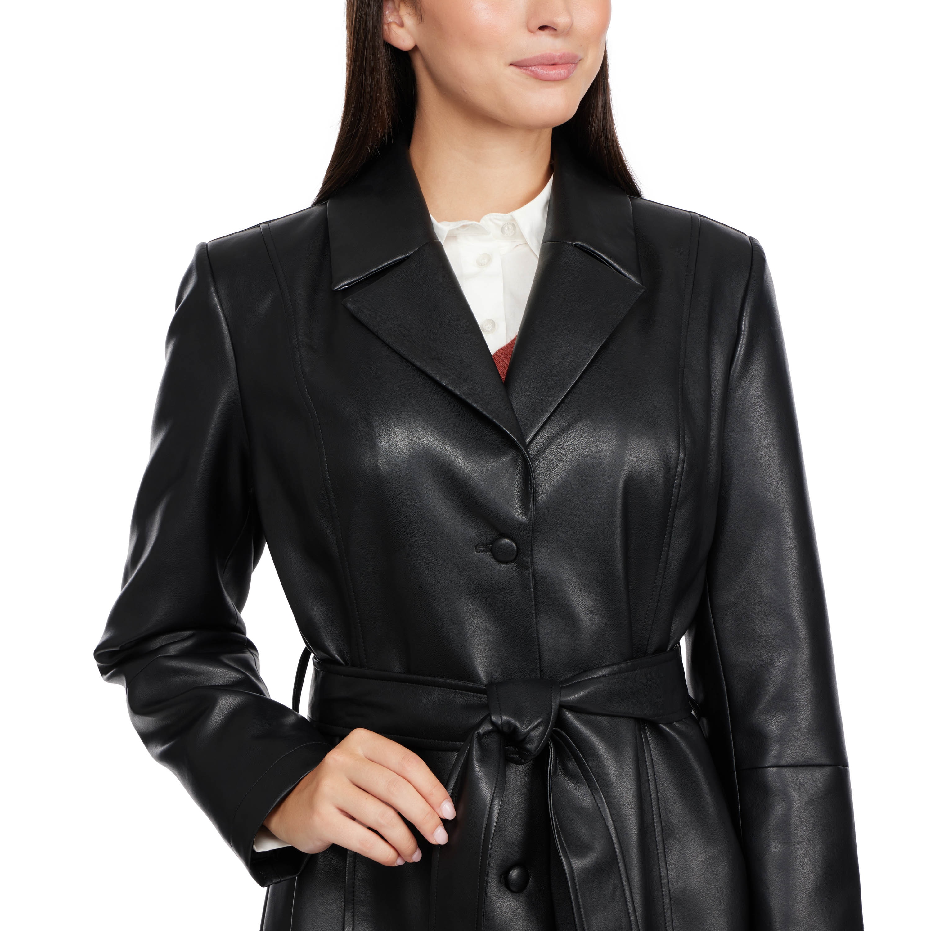 Badgley Mischka Vegan Leather Trench Coat