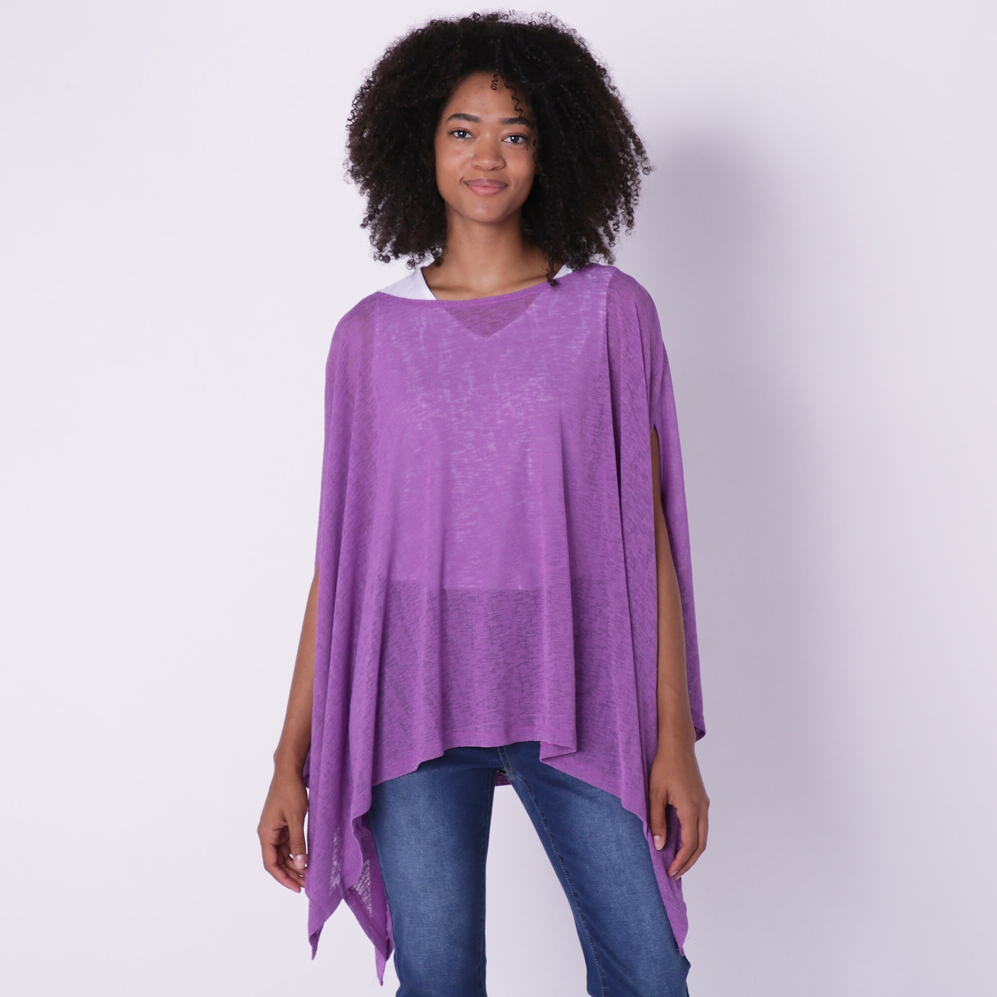 Purple deals poncho sweater