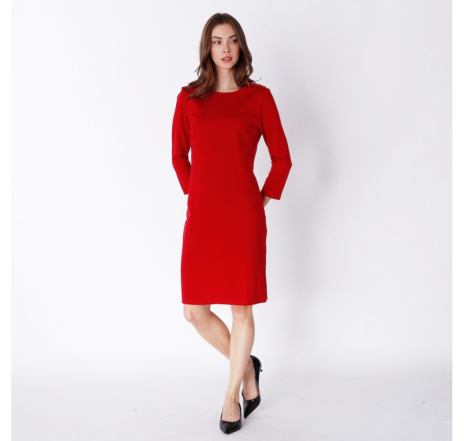 Guillaume Luxe Ponte Dress With Button Detail