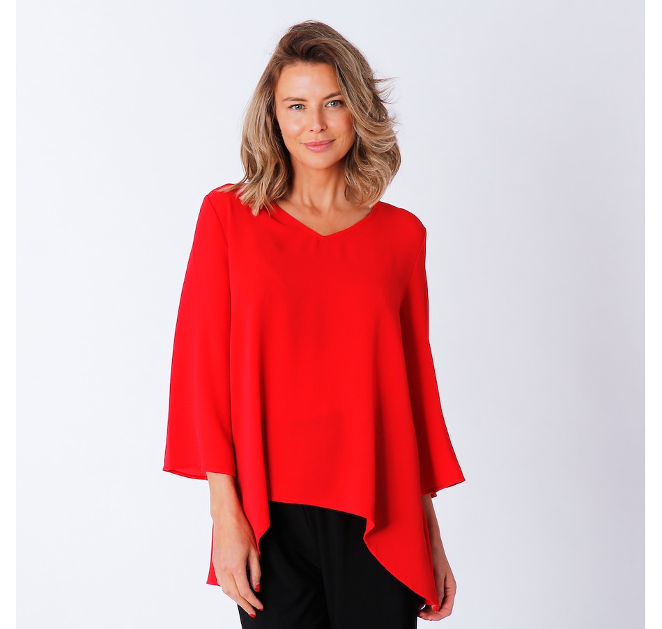Clothing & Shoes - Tops - Shirts & Blouses - Red Coral Asymmetrical ...
