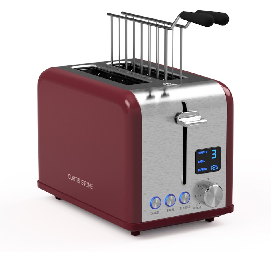 Curtis Stone Digital 2-Slice Toaster with Sandwich Cage - Red