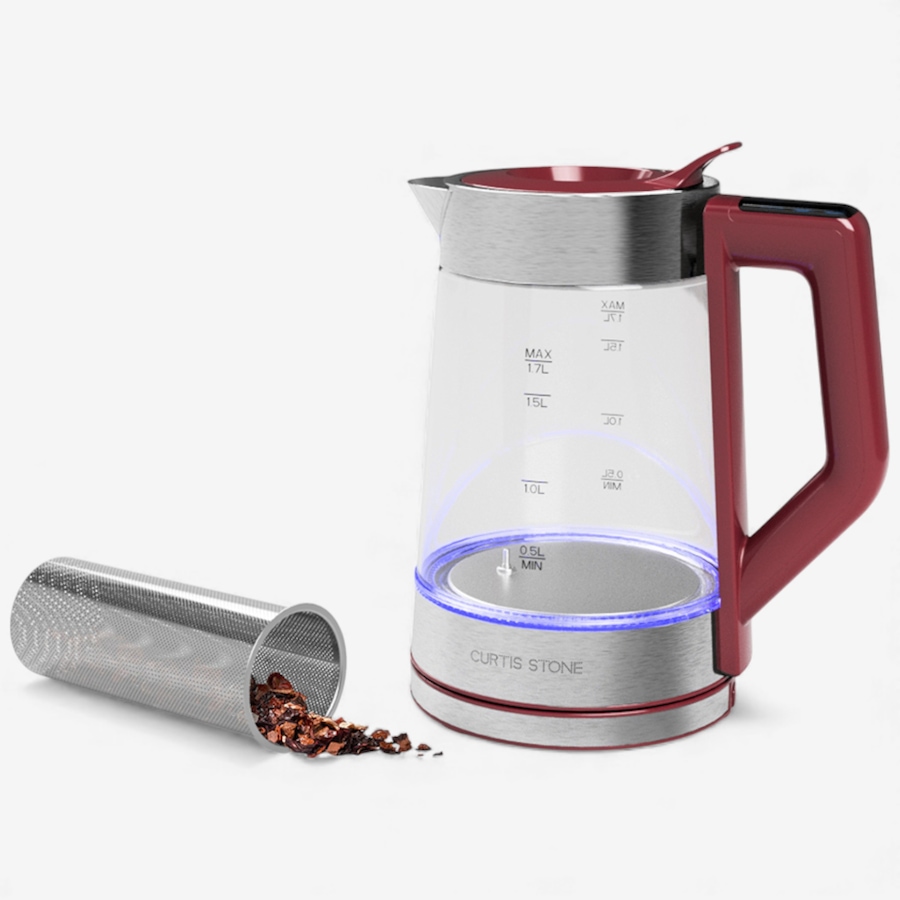 Image 237025_RED.jpg, Product 237-025 / Price $79.99, Curtis Stone 1.7 Liter Electric Glass Kettle from Curtis Stone on TSC.ca's Kitchen department