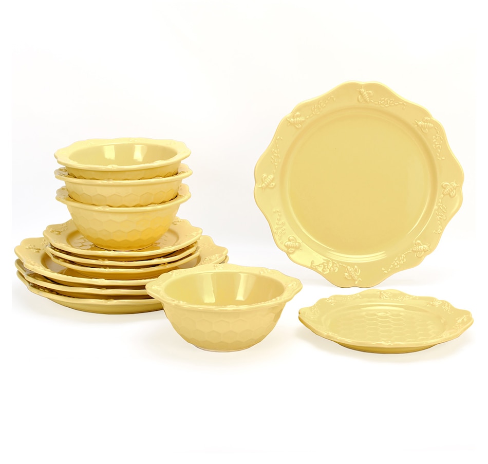 Image 237090_BTRC.jpg, Product 237-090 / Price $79.99, temp-tations Bee-Lieve 12-Piece Dinnerware Set from Temp-tations on TSC.ca's Kitchen department