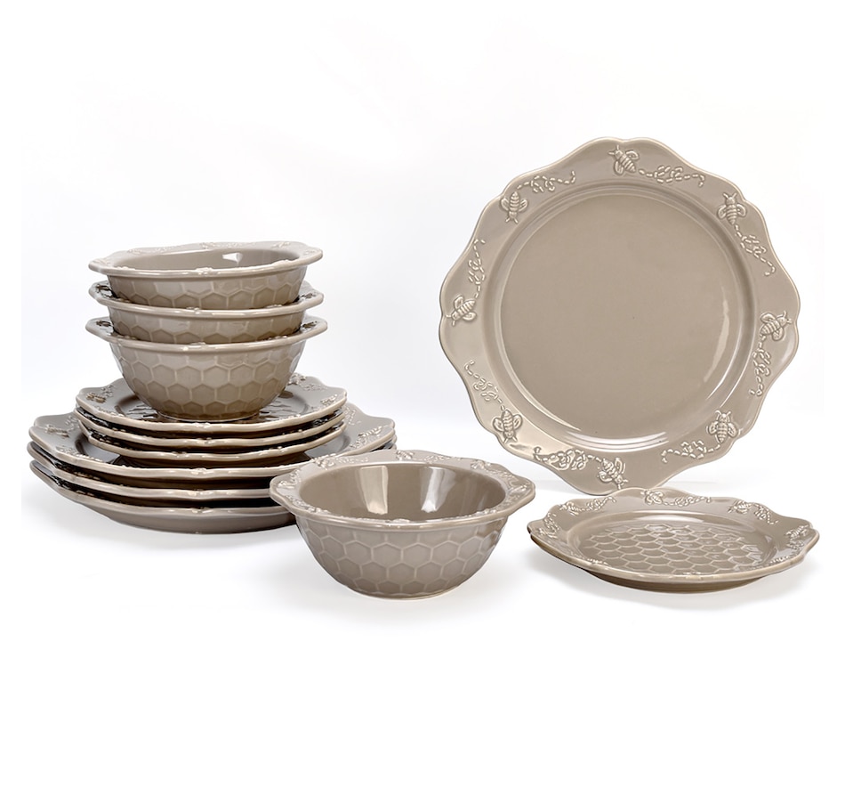 Image 237090_TPE.jpg, Product 237-090 / Price $69.33, temp-tations Bee-Lieve 12-Piece Dinnerware Set from temp-tations on TSC.ca's Kitchen department