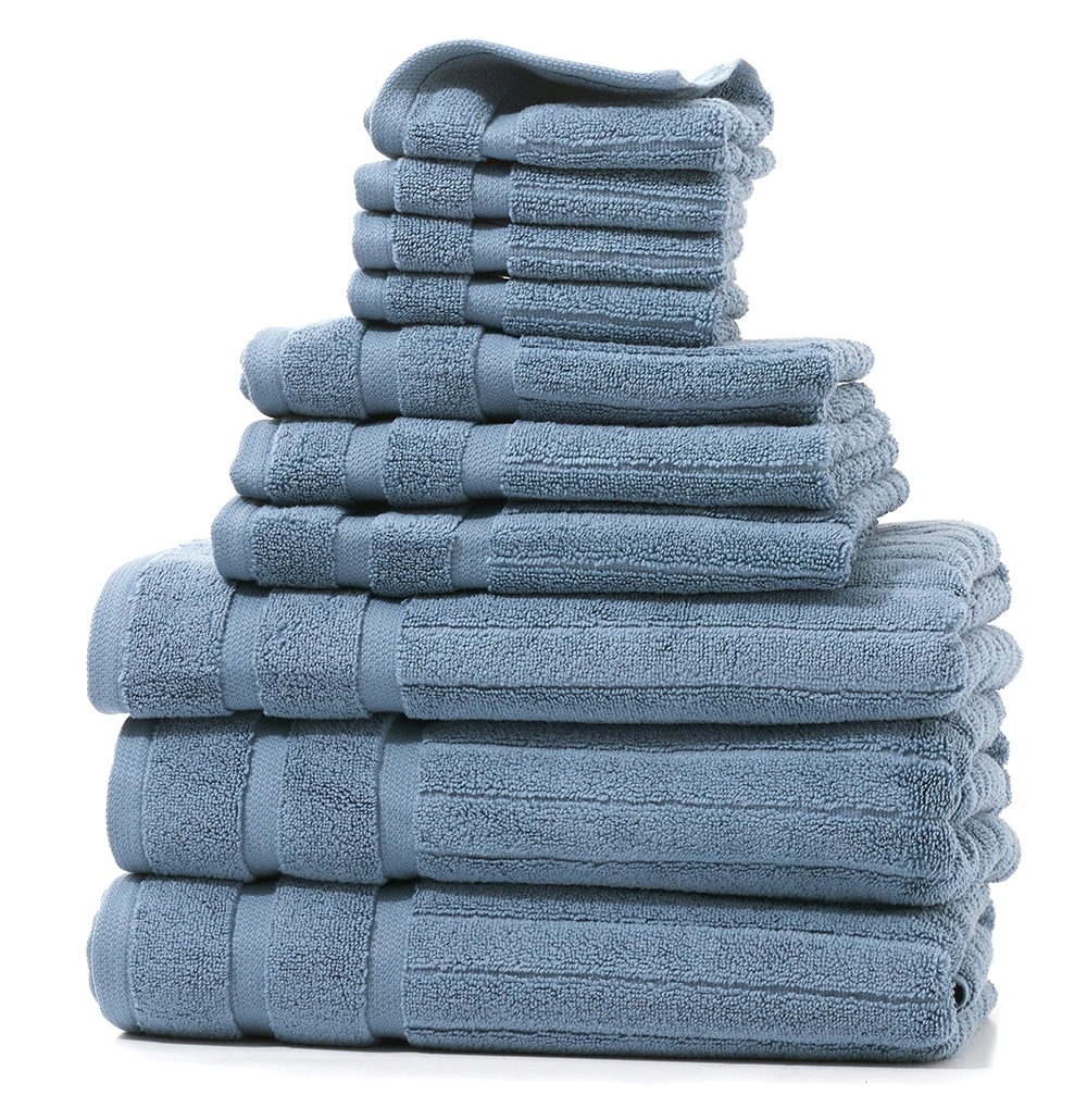 Home Suite Luxury Zero Twist 600GSM Cotton Ribbed 10-Piece Towel