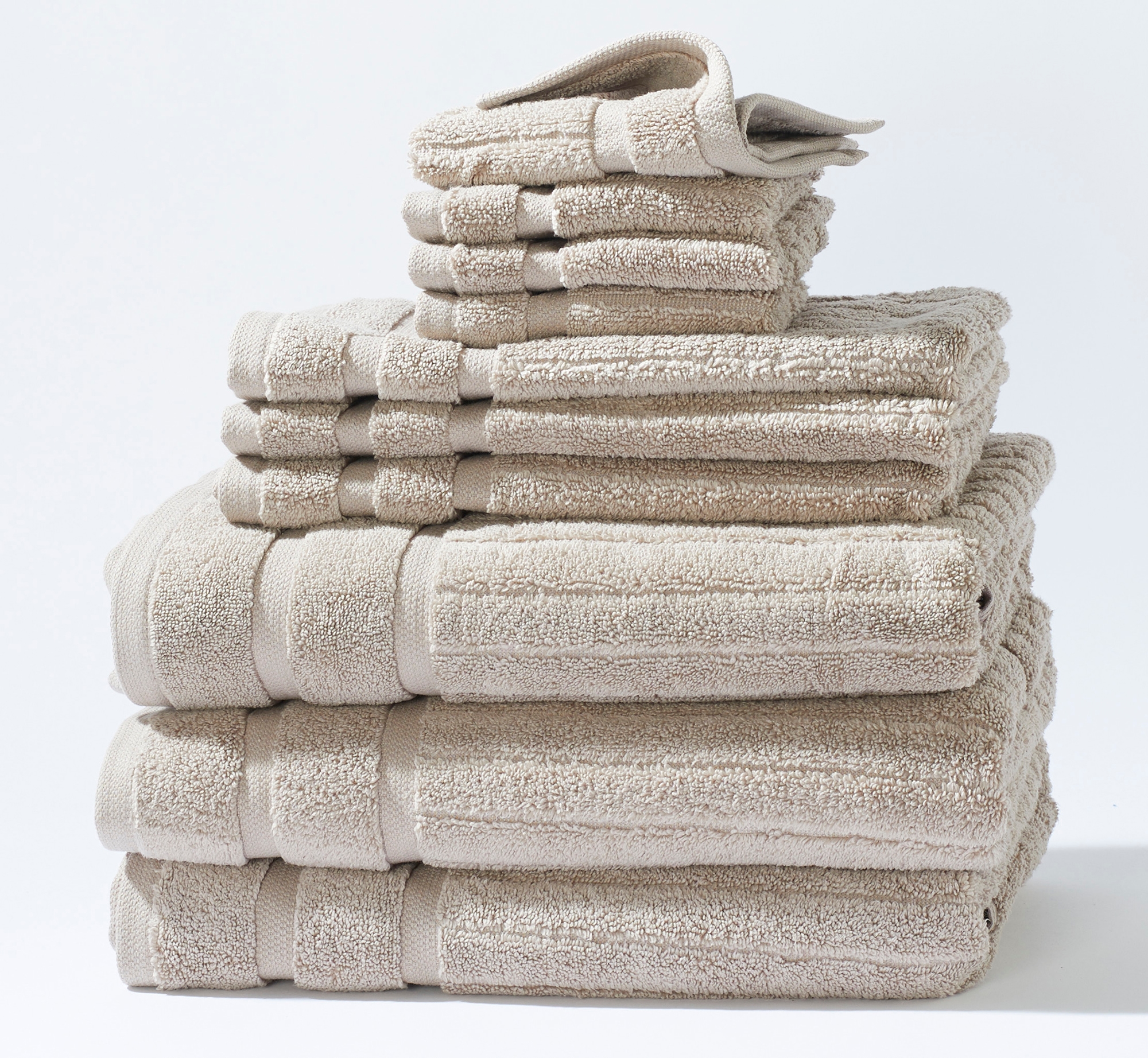 Home Suite Luxury Zero Twist 600GSM Cotton Ribbed 10-Piece Towel