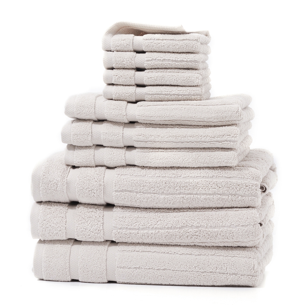 Home Suite Luxury Zero Twist 600GSM Cotton Ribbed 10-Piece Towel