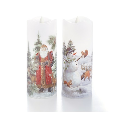 Holiday Memories Holiday Design LED Candle (set of 2)