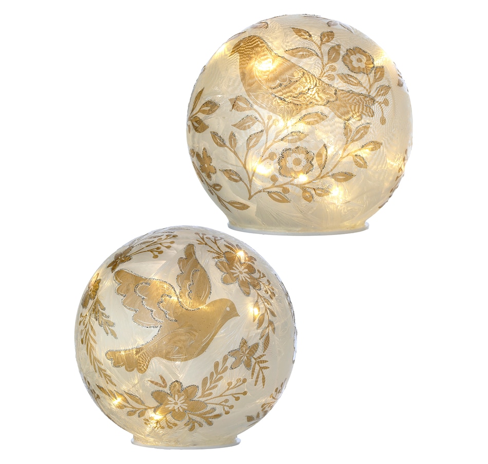 Image 237378.jpg, Product 237-378 / Price $19.88, Holiday Memories Glass LED Gilded Dove Ball (set of 2) from Holiday Memories on TSC.ca's Home & Garden department