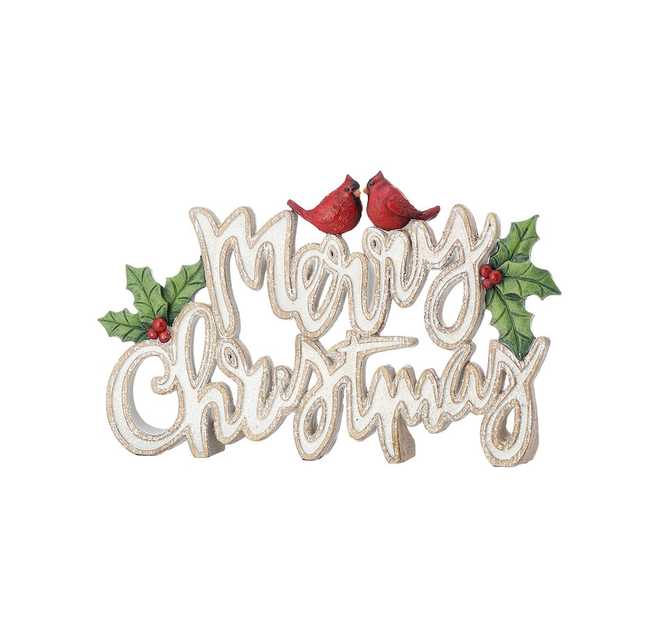 Image 237396.jpg, Product 237-396 / Price $29.99, Holiday Memories 12" Resin Holly Merry Christmas from Holiday Memories on TSC.ca's Home & Garden department