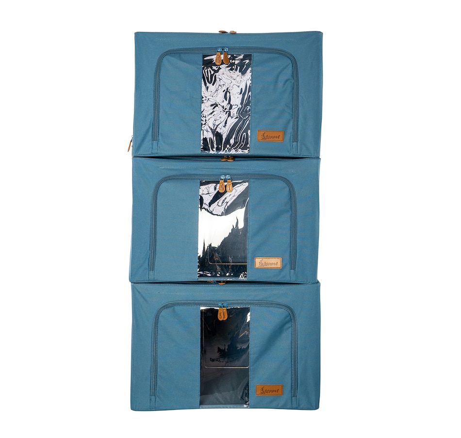 Image 237403_BLU.jpg, Product 237-403 / Price $89.99, Hoppel Large Triple-Entry Collapsible Storage Bins (3-pack) from Hoppel Storage on TSC.ca's Home & Garden department
