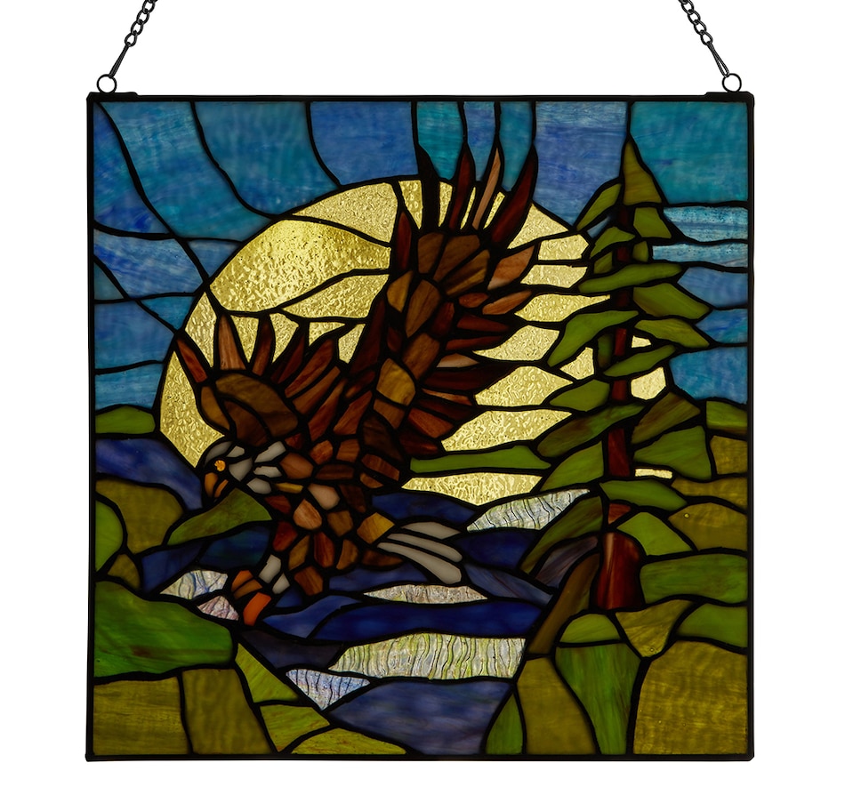 Image 237421.jpg, Product 237-421 / Price $129.99, Tiffany Style 14" Bald Eagle Stained Glass Window Panel from Tiffany Style Lighting  on TSC.ca's Home & Garden department