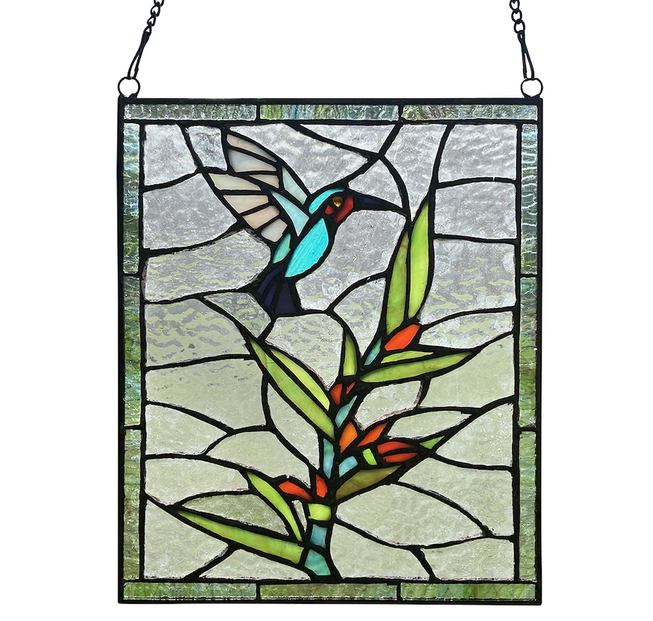 Image 237422.jpg, Product 237-422 / Price $69.99, Tiffany Style River of Goods 10" Happy Hummingbird Stained Glass Window Pane from Tiffany Style Lighting  on TSC.ca's Home & Garden department