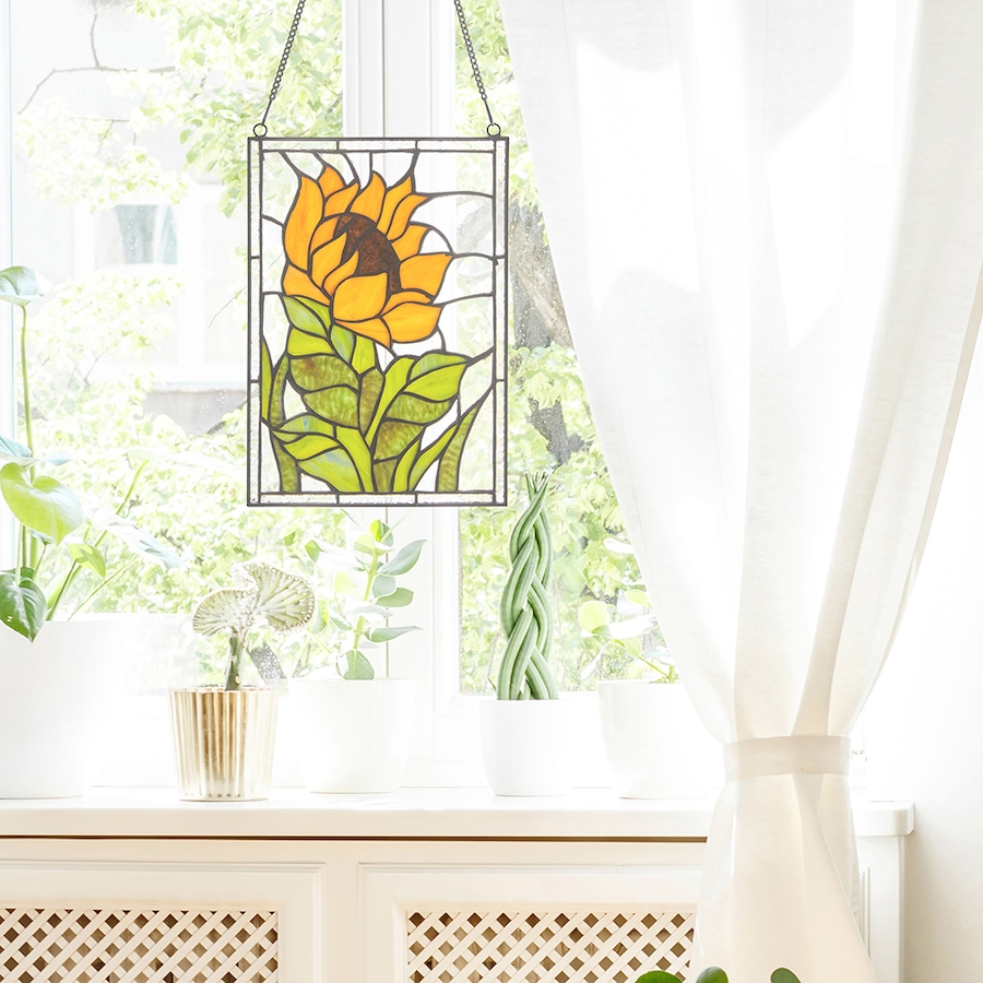 Image 237423_ALTMORE2.jpg, Product 237-423 / Price $119.99, Tiffany Style Sunflower 11" Stained Glass Window Panel from Tiffany Style Lighting on TSC.ca's Home & Garden department