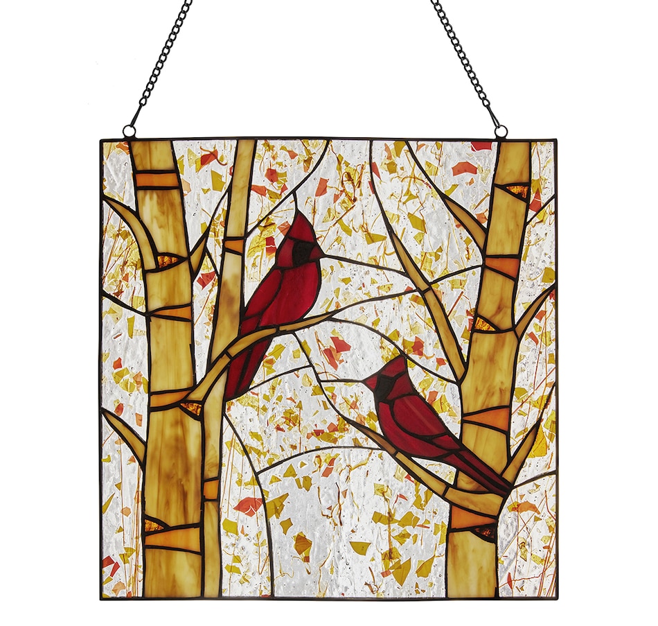 Image 237425.jpg, Product 237-425 / Price $139.99, Tiffany Style 14" Autumn Cardinal Stained Glass Window Panel from Tiffany Style Lighting  on TSC.ca's Home & Garden department
