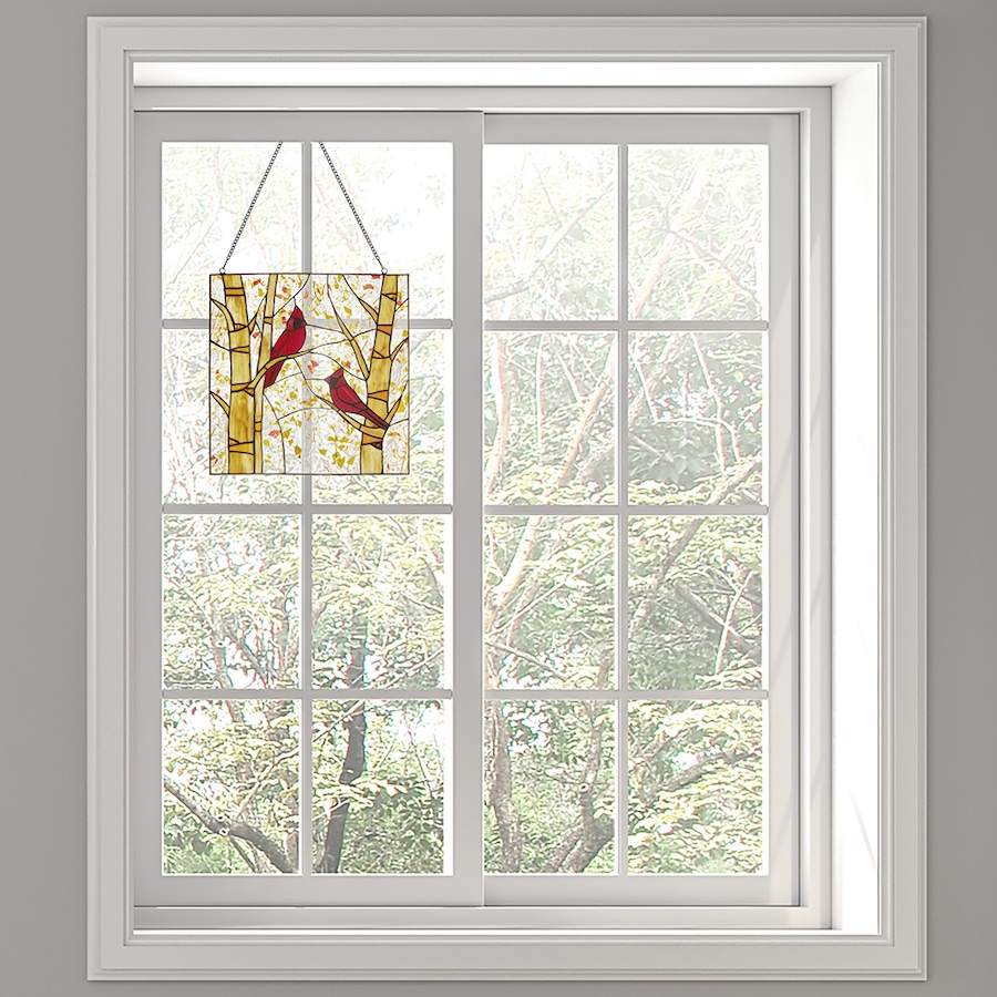 Image 237425_ALTMORE3.jpg, Product 237-425 / Price $124.88, Tiffany Style 14" Autumn Cardinal Stained Glass Window Panel from Tiffany Style Lighting on TSC.ca's Home & Garden department